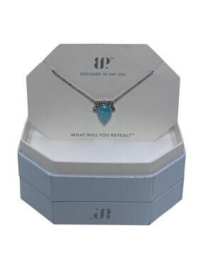 Bomb Party Shimmering Moments Blue Topaz Ice Crystal Necklace Rhodium Plating